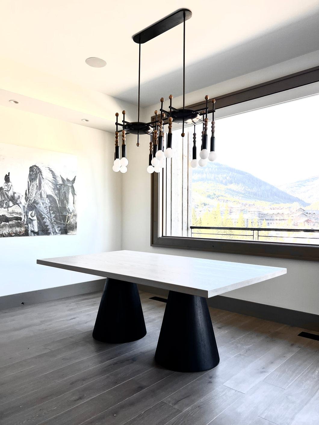 Oak Dining Table with Cone bases